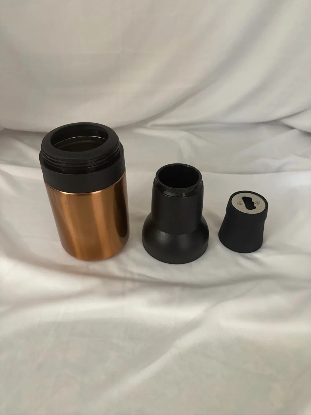 Asobu Insulated Bottle Cooler with Black Silicone Top and Copper Body